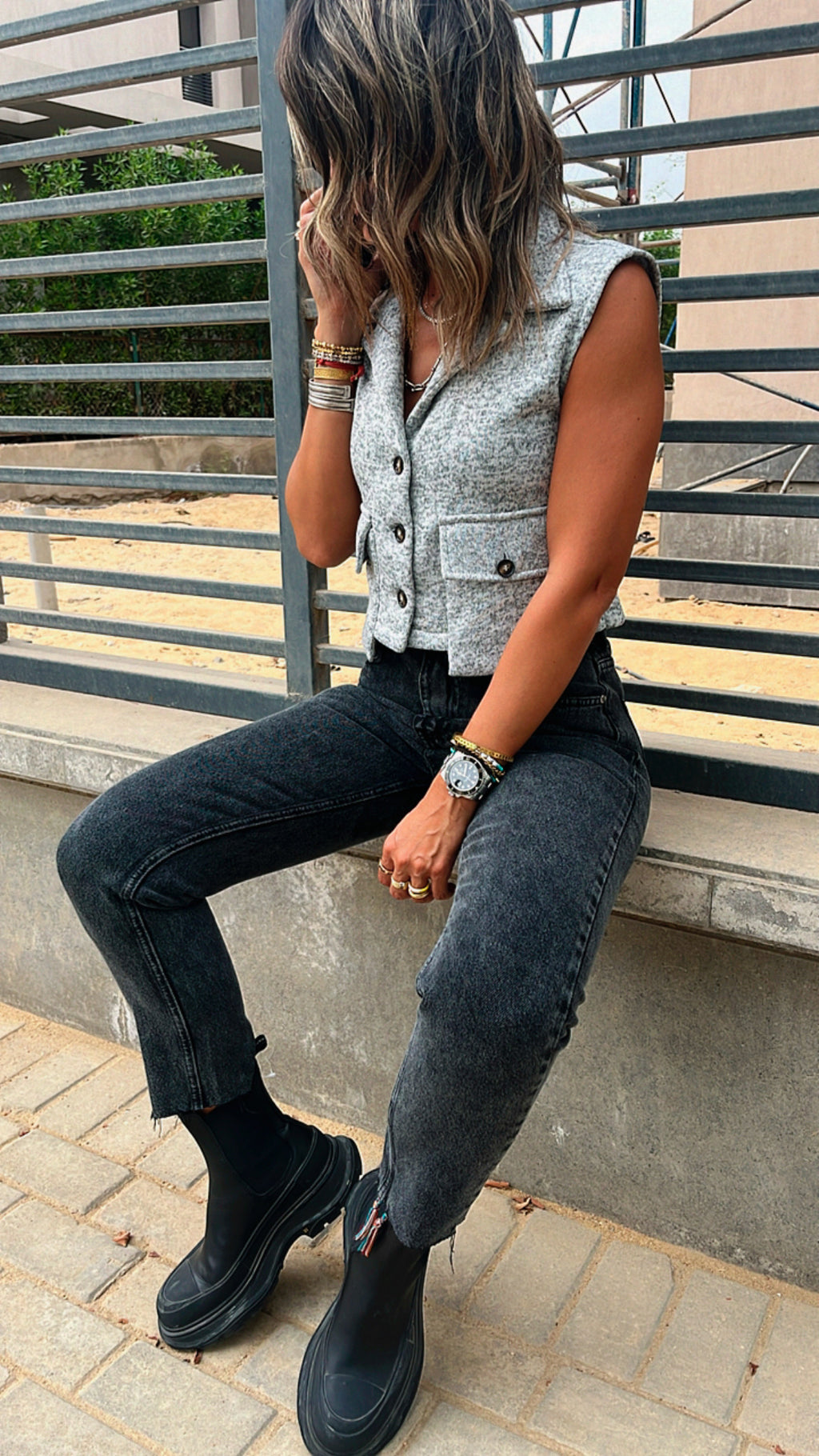 Dark Grey Cozy Cargo Vest