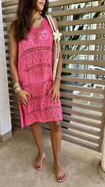 Fuchsia Light Crochet Dress Coverup