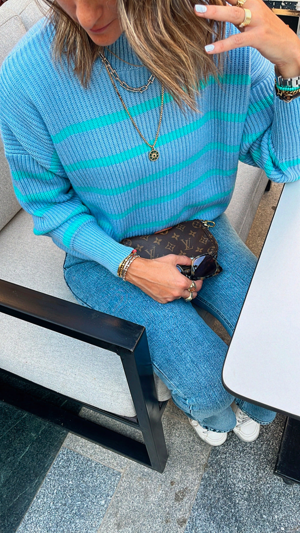 Blue All About Stripes Pullover