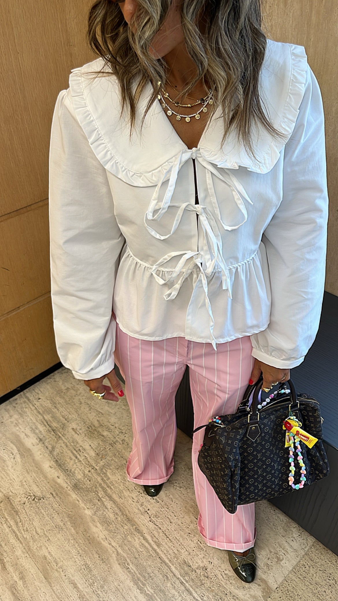 White Peter Pan Tie Top