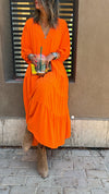 Orange V Day Tiered Dress
