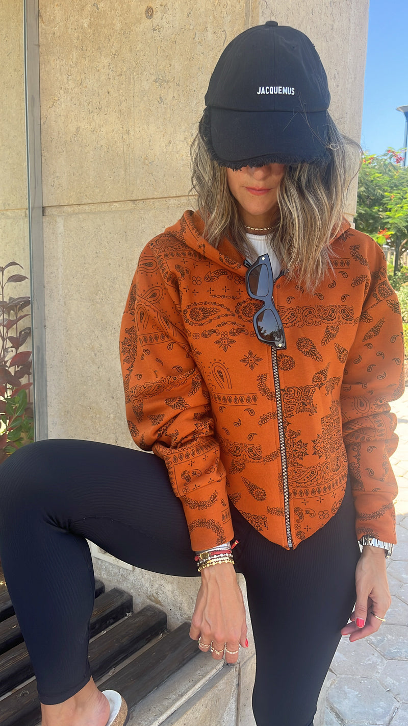 Rust V Cropped Bandana Jacket