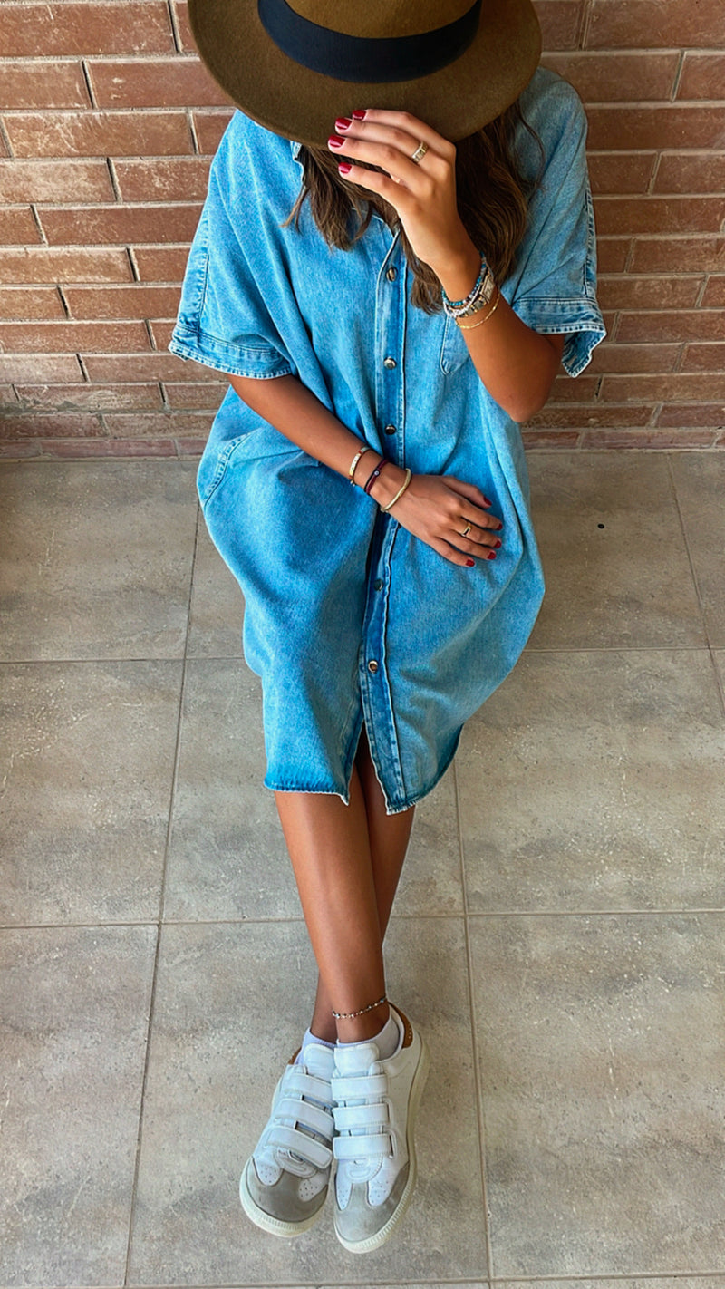 Light Blue Denim Shirt Dress