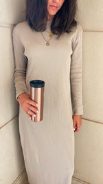 Cafe Ribbed Basic Dress