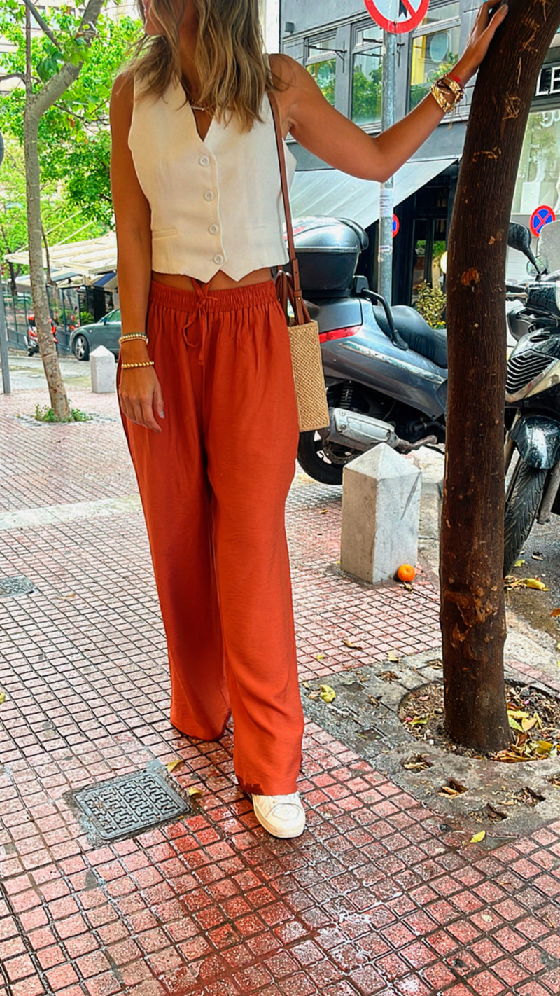 Rust Essential Linen Pants