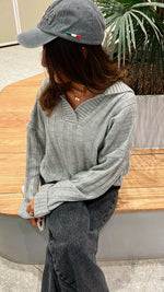 Grey Chunky Collar Knit