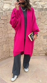 Fuchsia Heavy Shawl Knit Cardi