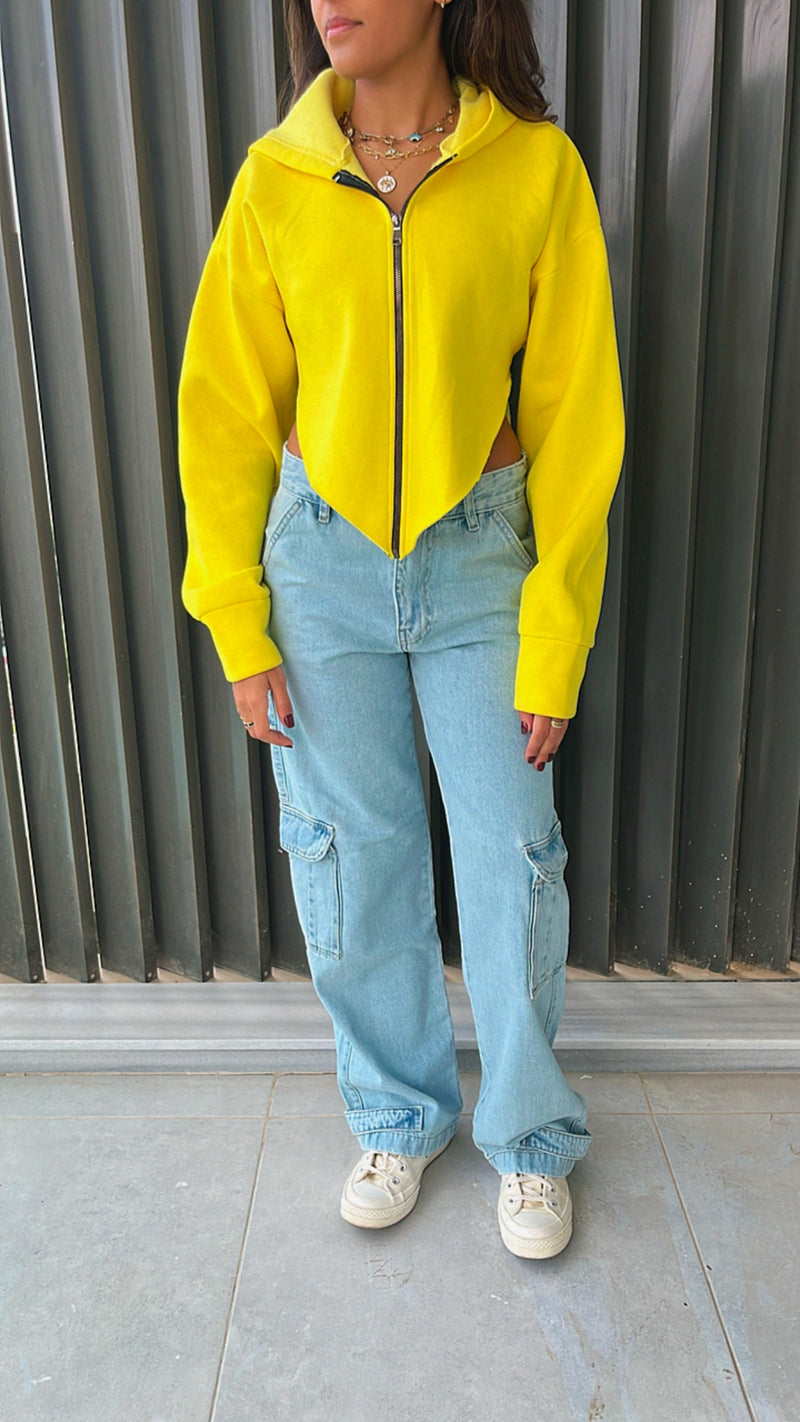 Yellow V Cropped Jacket