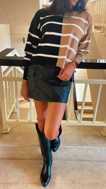 Black & Cafe Colorblock Knit Pullover