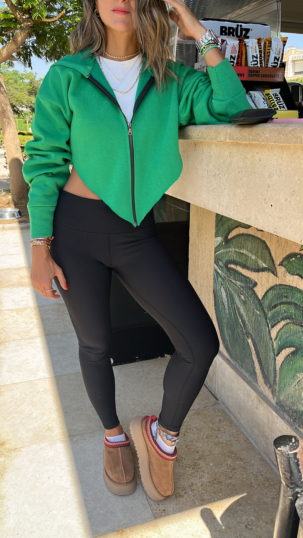 Green V Cropped Jacket