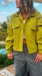 Lime Cropped Button Shacket