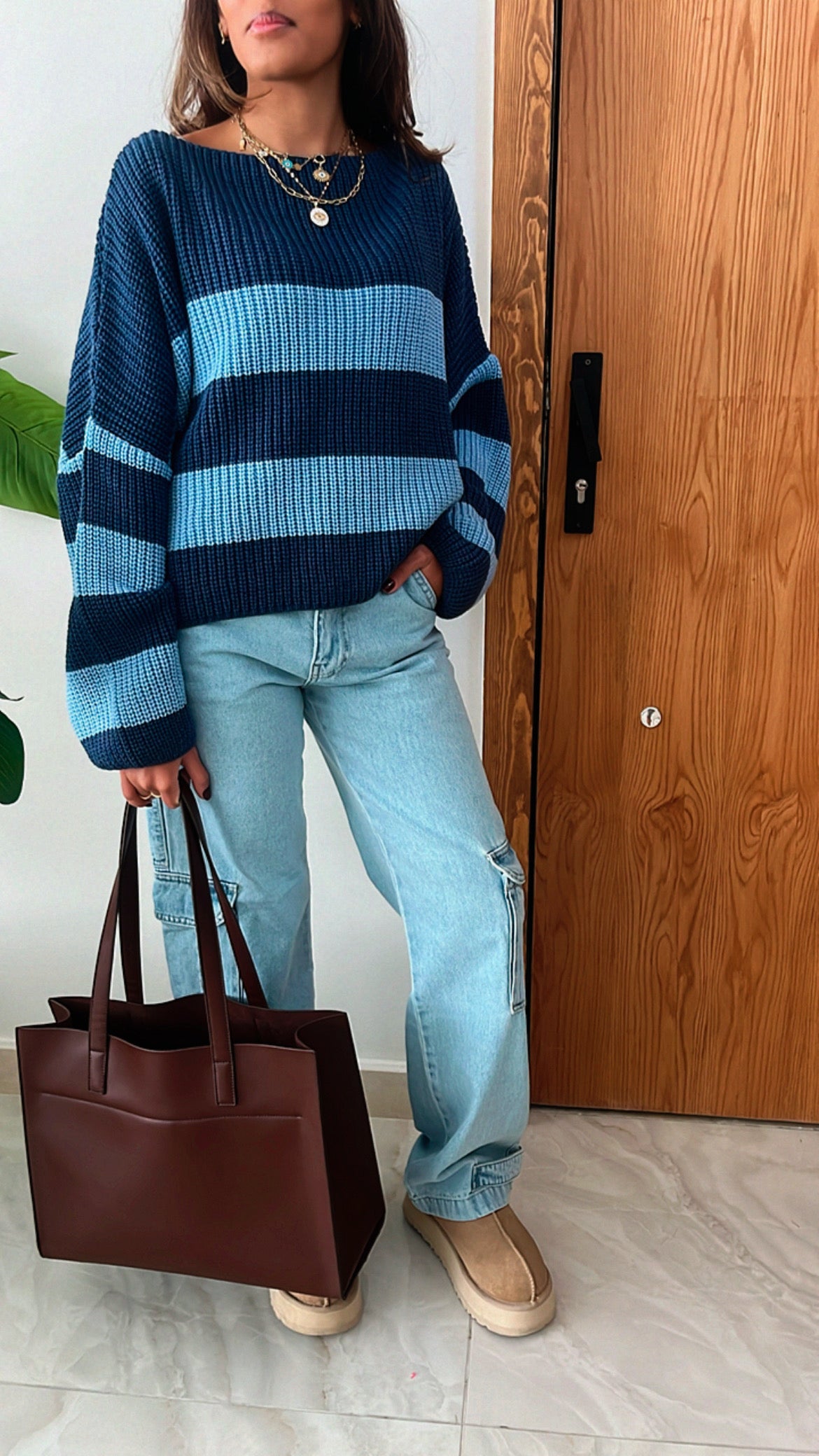 Blue Chunky Striped Knit