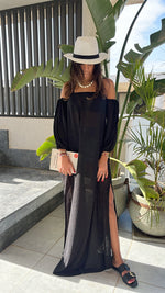 Black Glowing And Flowing Off Shoulder Coverup