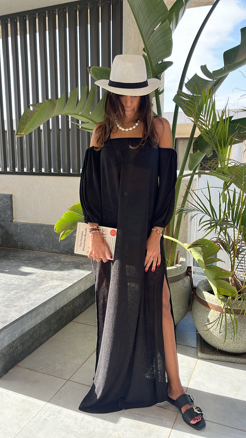Black Glowing And Flowing Off Shoulder Coverup
