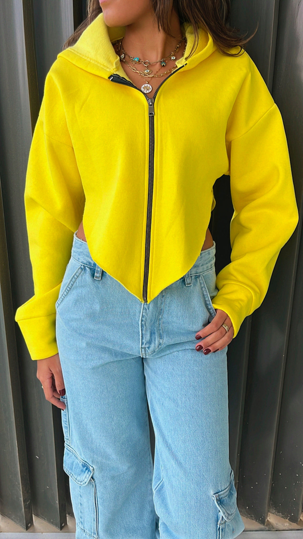 Yellow V Cropped Jacket