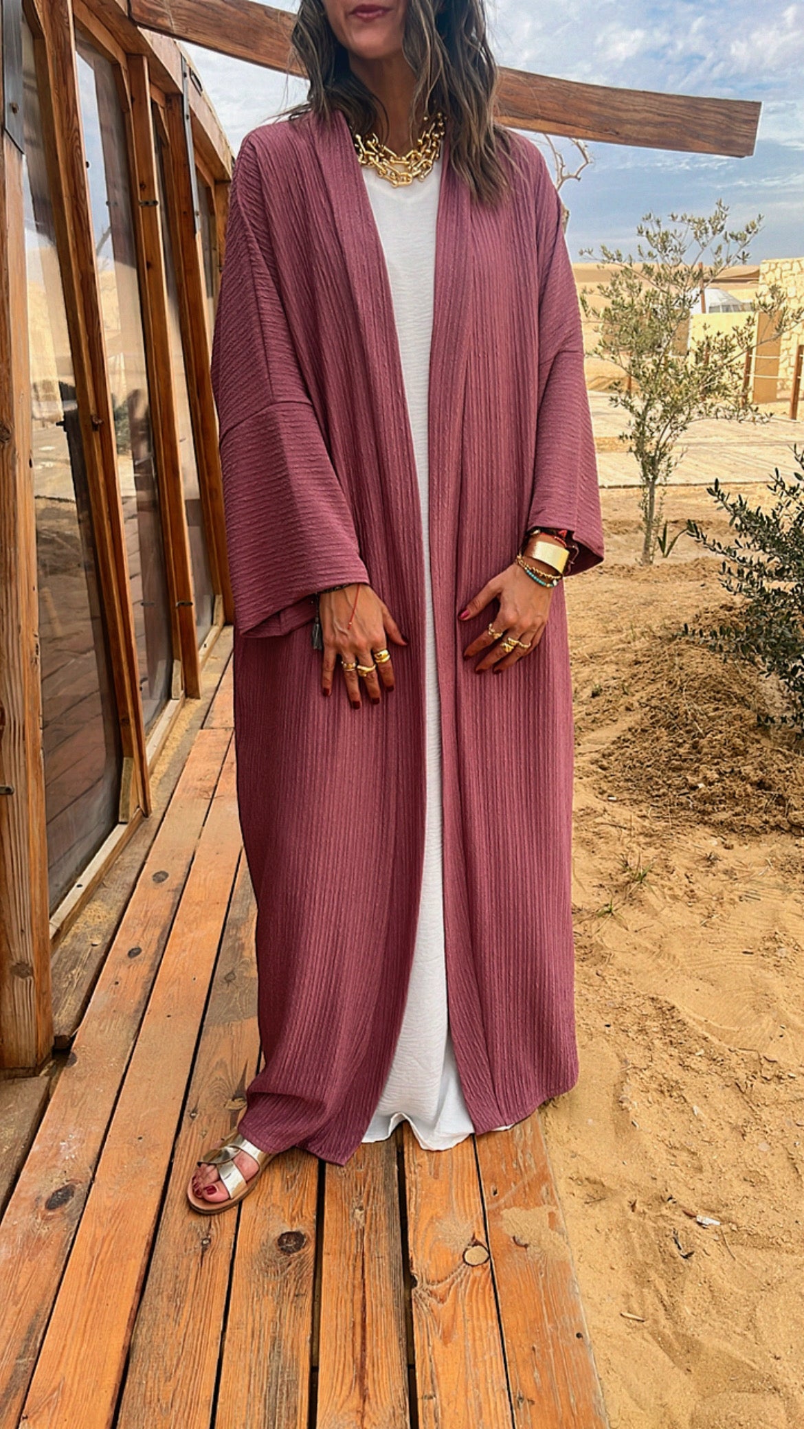 Nude Longline Thick Kimono