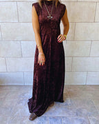 Brown Soft Velvet Maxi Dress