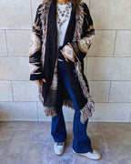 Aztec Black Ruffle Cardigan