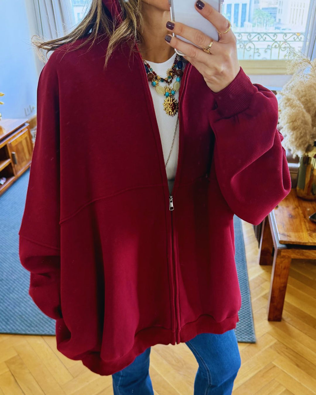 Burgundy Main Character Zip Up