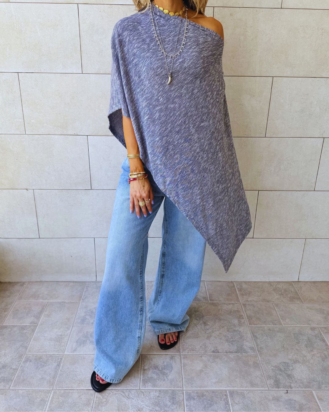 Grey Sunwashed Riviera Poncho