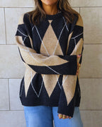 Beige Rebel Argyle Knit