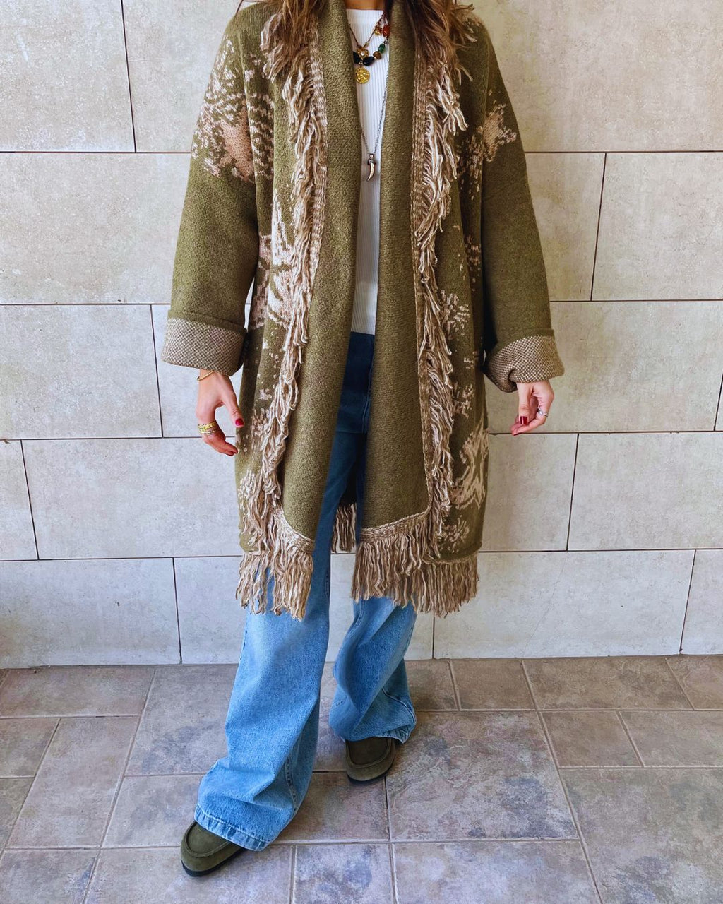 Olive Nordic Star Cardigan