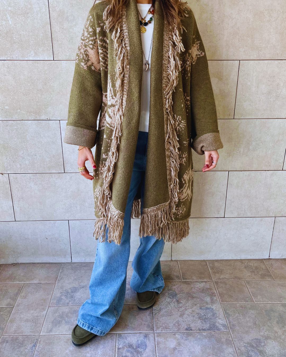 Olive Nordic Star Cardigan