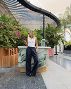 Navy Striped Main Office Pants