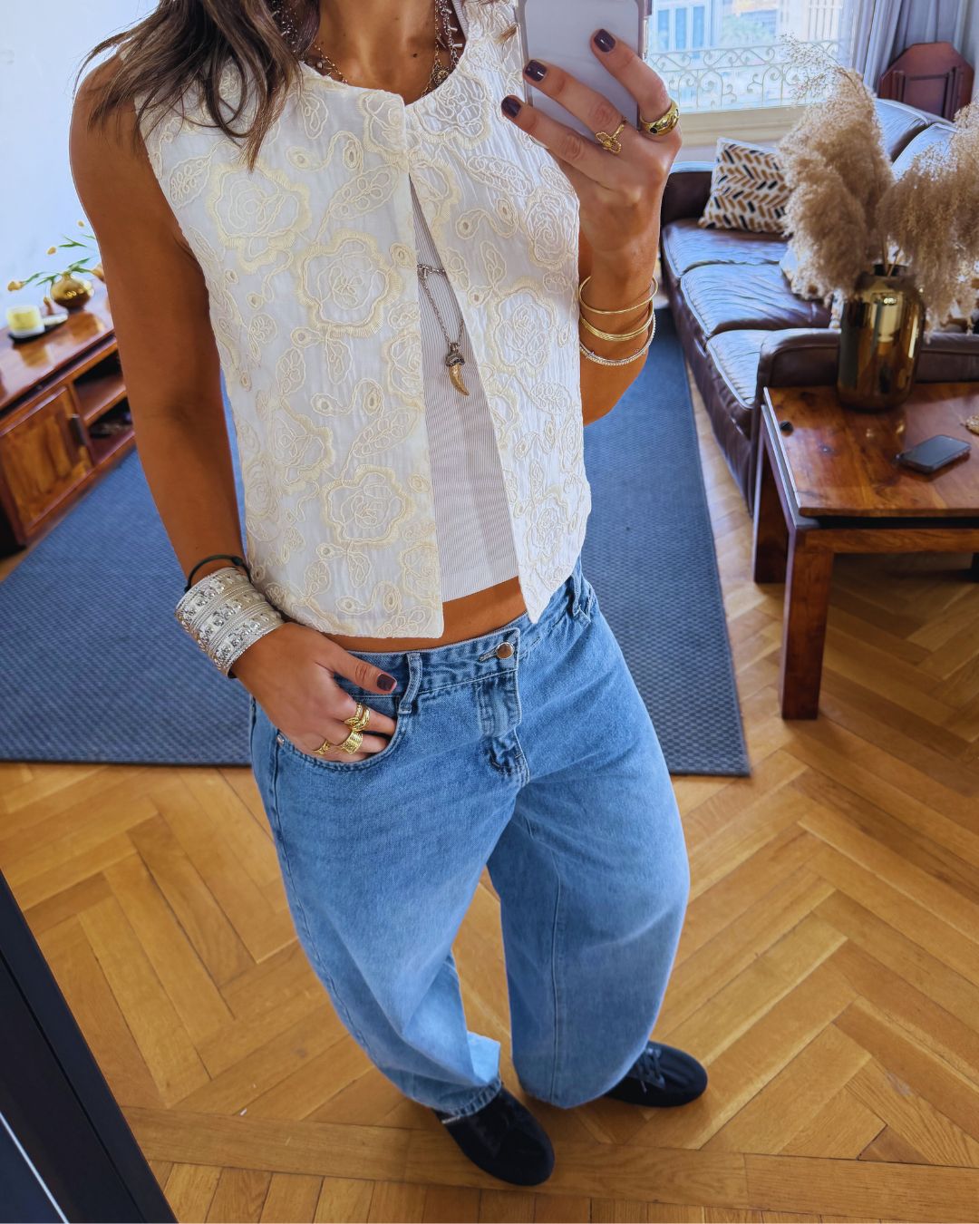 Ivory Statement Embroidery Vest