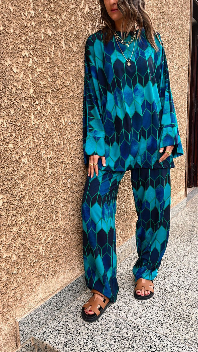 Blue Printed Soft Suit Set