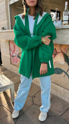Green Colorblock Oversized Jacket