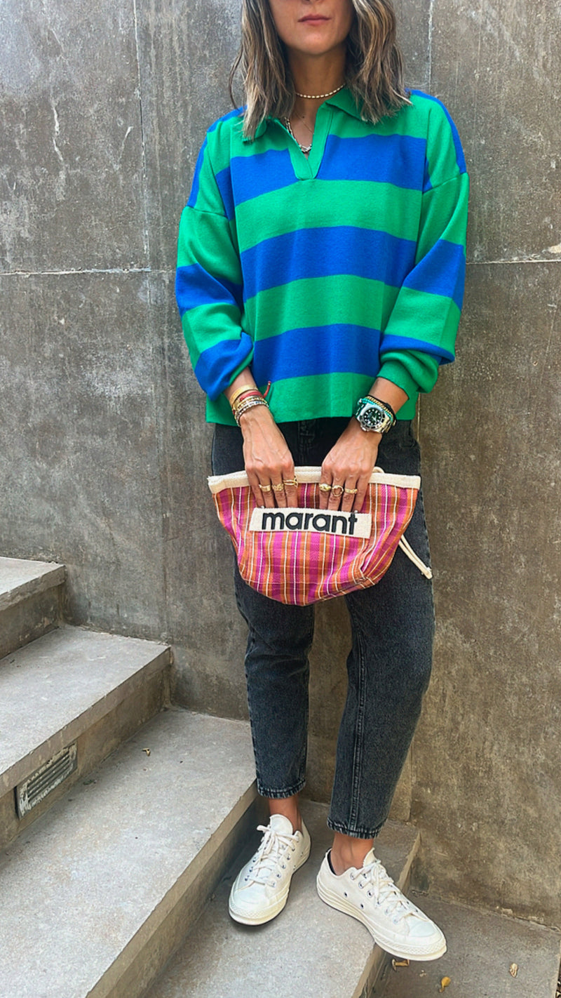 Blue & Green Preppy Top