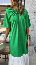 Green Pleats Bottom Dress
