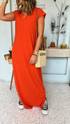 Rust Ribbed Tee Maxi Dress