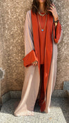 Rust Border Color Kimono