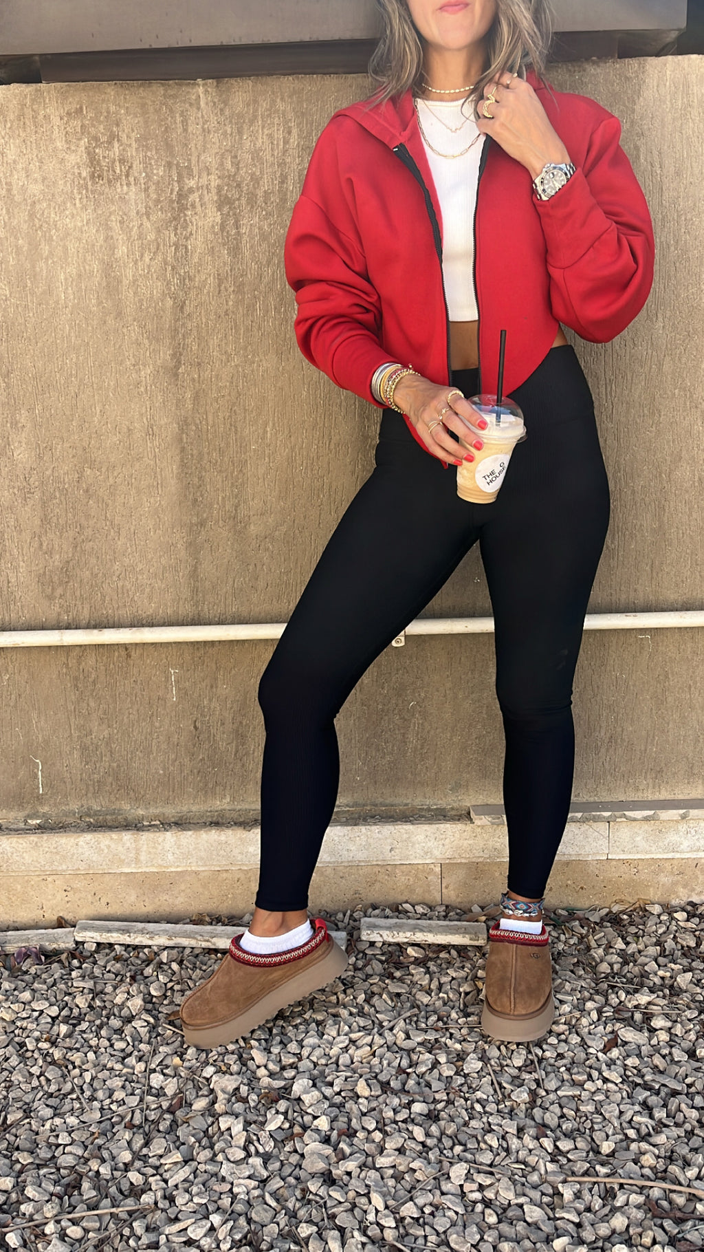 Red V Cropped Jacket