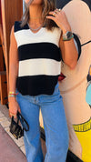 White & Navy Striped Vest