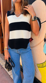 White & Navy Striped Vest