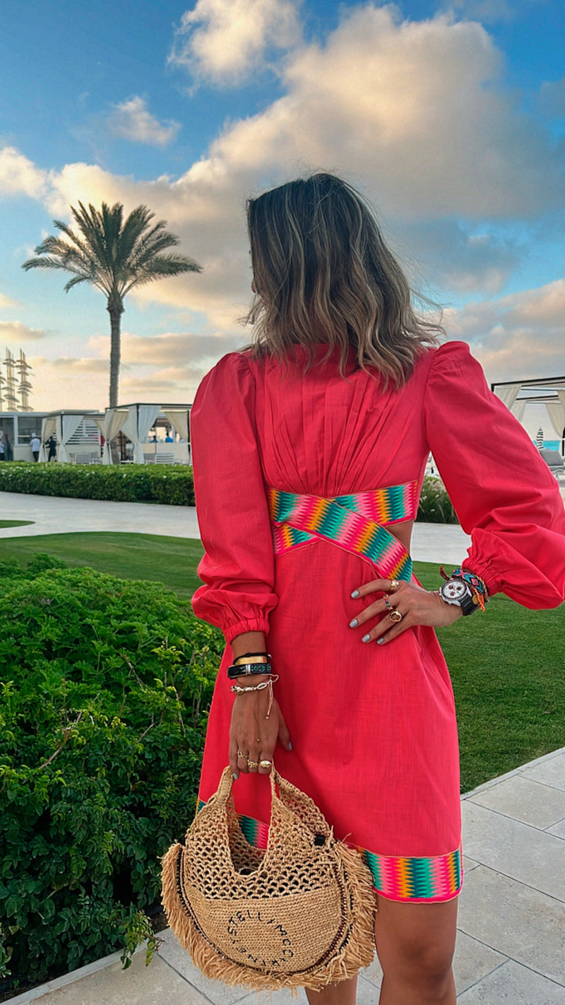 Watermelon Gum Drop Cut Out Mini Dress