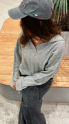 Grey Chunky Collar Knit