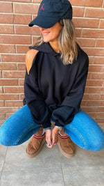 Black Cut Out Shoulder Sweatshirt