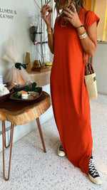 Rust Ribbed Tee Maxi Dress