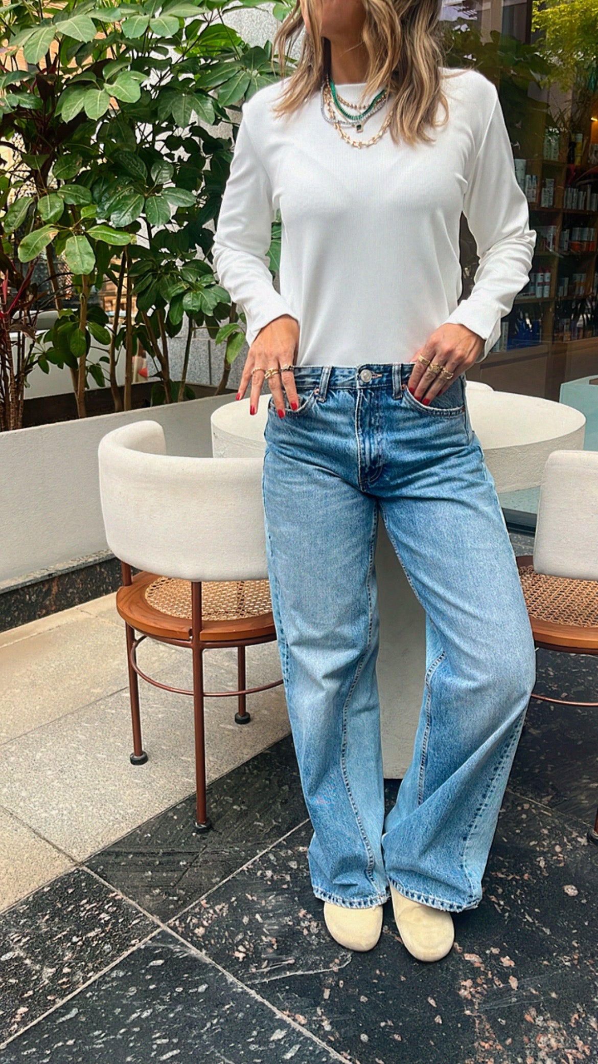 White Ribbed Essential Jersey LongSleeve