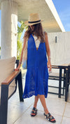 Blue Crochet Longline Vest