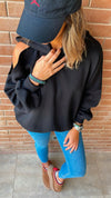 Black Cut Out Shoulder Sweatshirt
