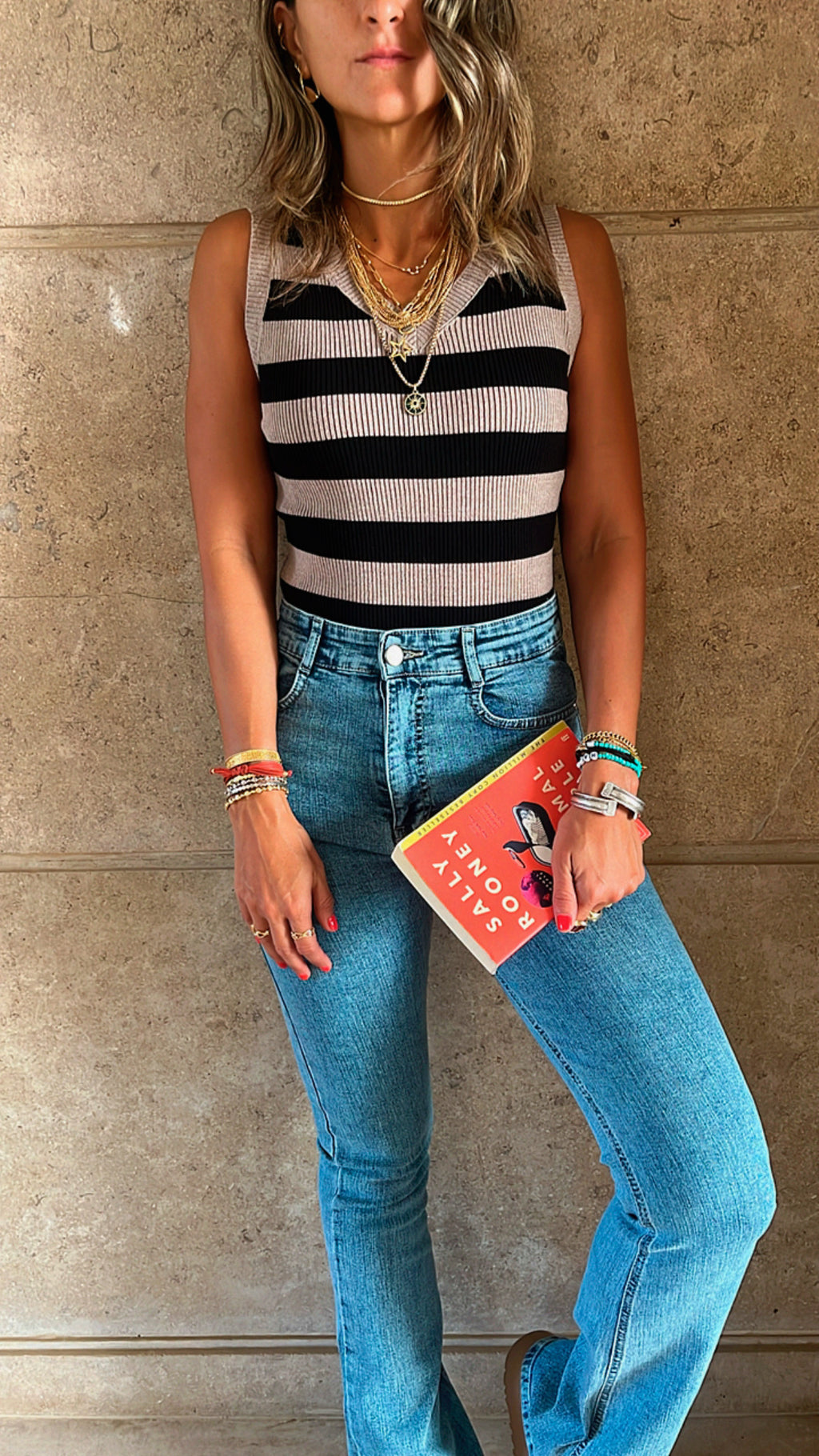 Cafe 101 Interknit Striped Tank Top