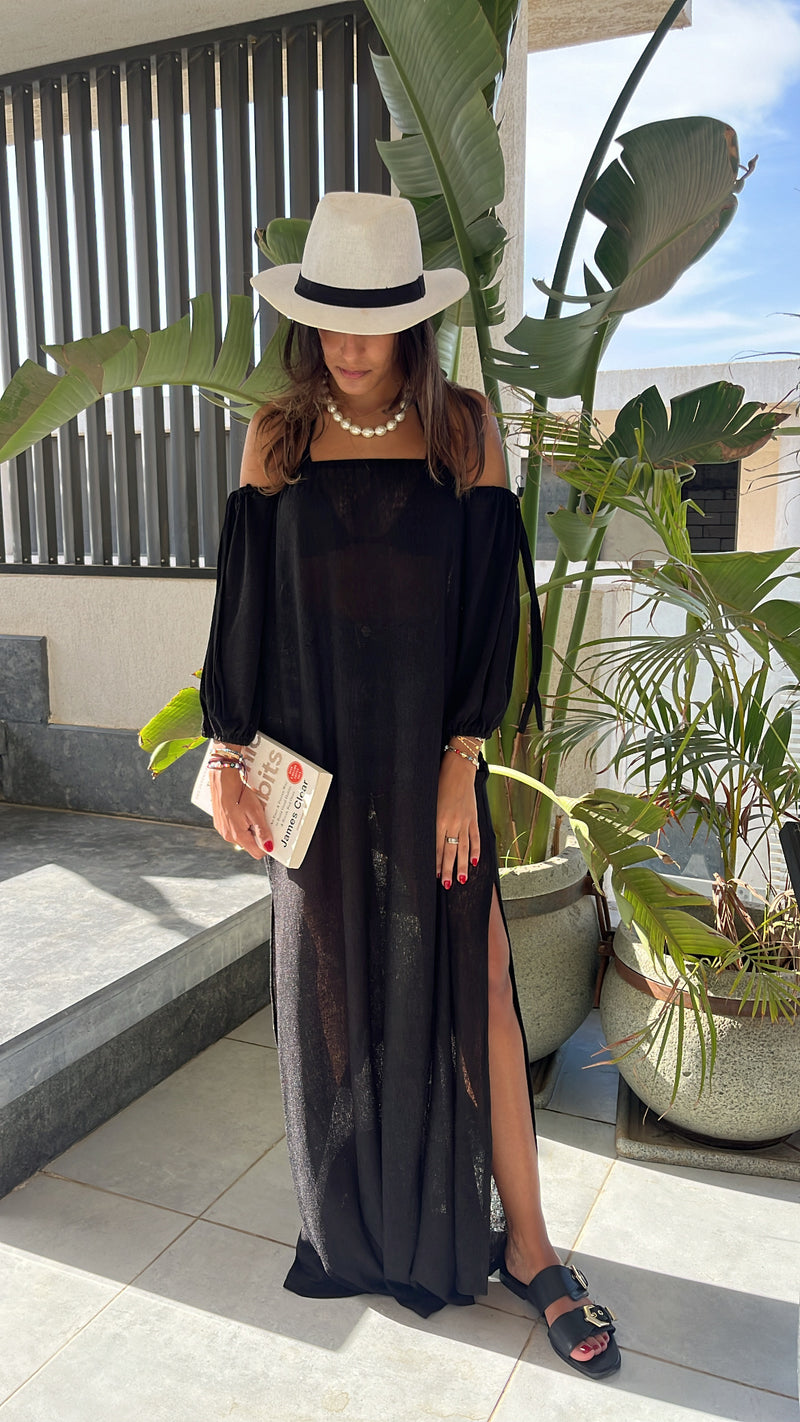 Black Glowing And Flowing Off Shoulder Coverup