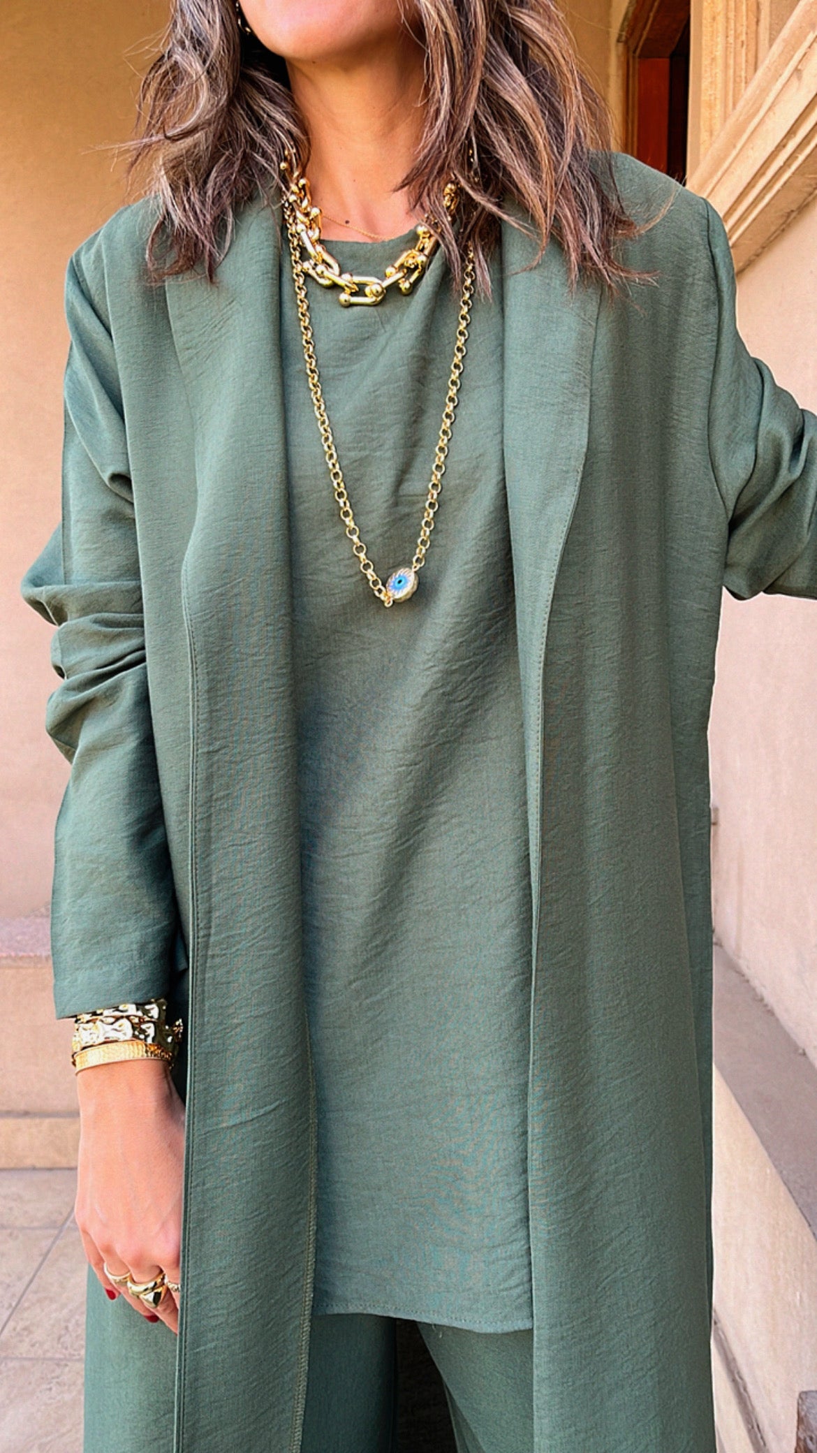 Olive 3 Piece Kimono Set