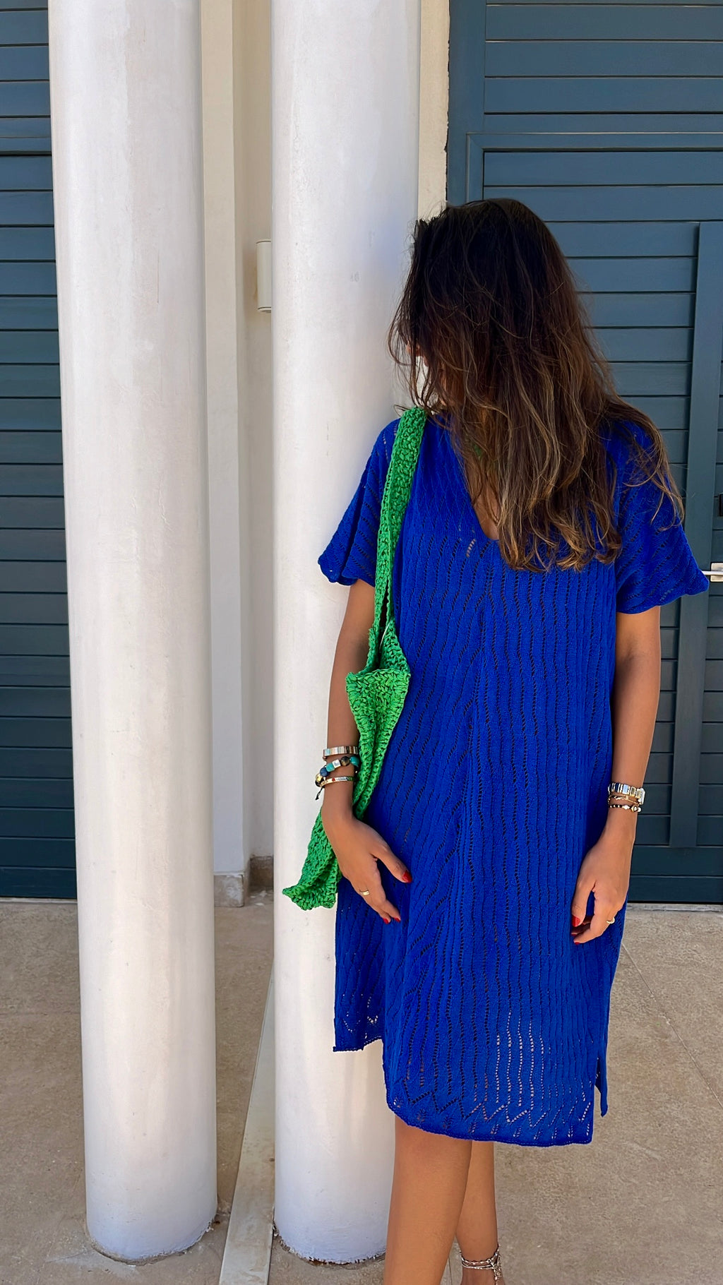 Blue Light Crochet Tee Coverup Dress
