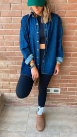 Dark Blue Long Sleeve Denim Shirt